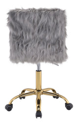 Arundell Gray Faux Fur/Gold Finish Office Chair