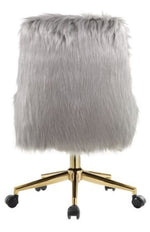 Arundell Gray Faux Fur/Gold Office Chair