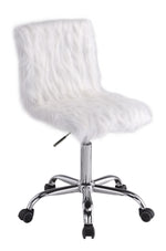 Arundell White Faux Fur/Chrome Finish Office Chair