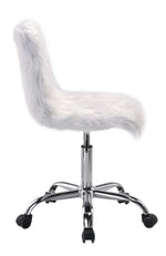 Arundell White Faux Fur/Chrome Finish Office Chair