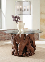 Asbury Clear Glass/Natural Teak Wood Dining Table