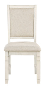 Asher 2 Beige Fabric/Antique White Wood Side Chairs