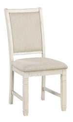 Asher 2 Beige Fabric/Antique White Wood Side Chairs