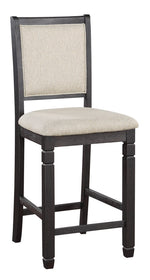 Asher 2 Beige Fabric/Black Wood Counter Height Chairs