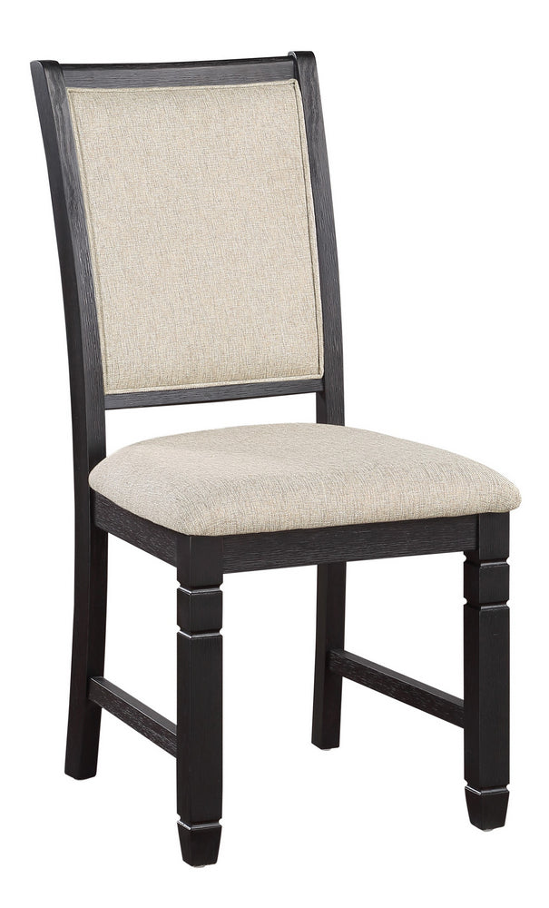 Asher 2 Beige Fabric/Black Wood Side Chairs