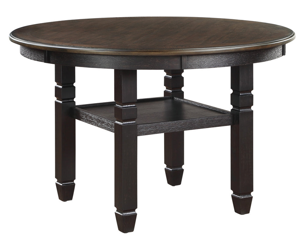 Asher Brown/Black Wood Round Dining Table