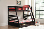 Ashton Cappuccino Wood Twin/Full Bunk Bed with 2 Drawers