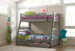 Ashton Grey Wood Twin/Full Bunk Bed with 2 Drawers