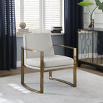 Asia Cream Leatherette/Bronze Finish Metal Accent Chair