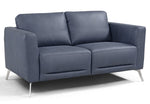 Astonic Contemporary Blue Leather Loveseat