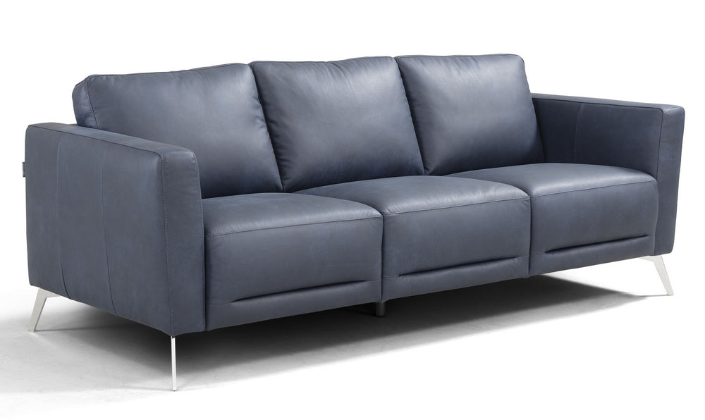 Astonic Contemporary Blue Leather Sofa