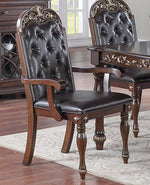 Astraea 2 Espresso Faux Leather/Brown Wood Arm Chairs
