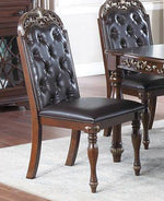 Astraea 2 Espresso Faux Leather/Brown Wood Side Chairs