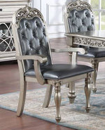 Astraea 2 Grey Faux Leather/Silver Wood Arm Chairs
