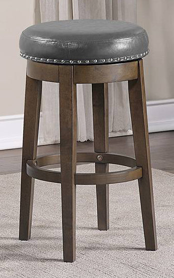 Auggie 2 Grey Faux Leather Swivel Bar Stools