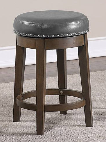 Auggie 2 Grey Faux Leather Swivel Counter Height Stools