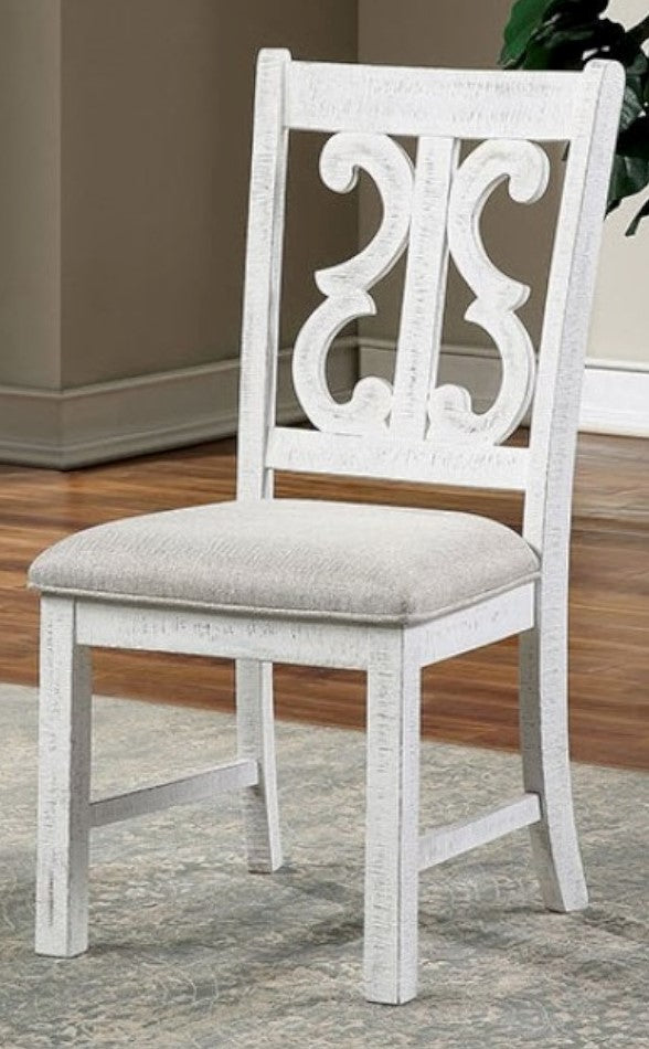 Auletta 2 Gray Fabric/White Wood Side Chairs