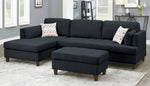 Aurora 2-Pc Black Fabric Reversible Sectional Sofa