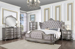 Ausonia Antique Platinum Wood/Velvet Queen Bed