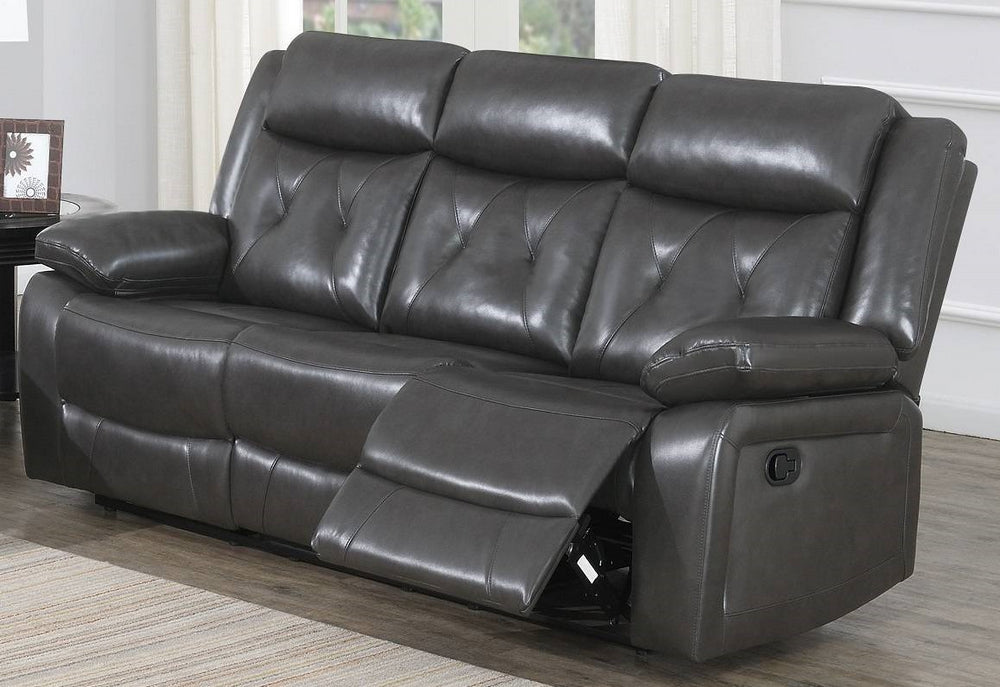 Avaline Grey Gel Leatherette Power Recliner Sofa