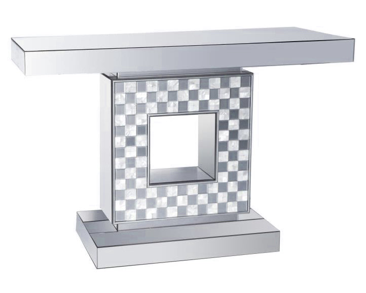 Averie Checkerboard Mother of Pearl Pattern Accent Table