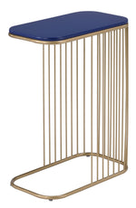 Aviena Blue Wood/Gold Metal Side Table