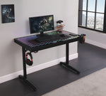 Avoca Black Glass/Steel Gaming Desk