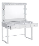 Umbridge Glam White Wood Vanity Desk with Mirror