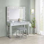 Umbridge Glam White Wood Vanity Desk with Mirror