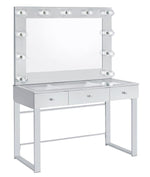 Umbridge Glam White Wood Vanity Desk with Mirror