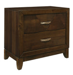 Aziel Walnut Wood 2-Drawer Nightstand