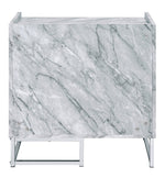 Azrael White Faux Marble Print Wood/Chrome Metal Accent Table