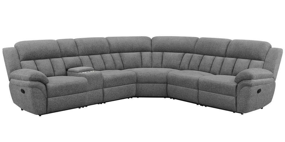 Bahrain 6-Pc Charcoal Chenille Manual Recliner Sectional