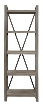 Bainbridge Weathered Gray Wood Bookcase with 5 Shelves