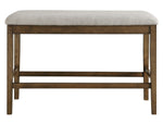 Balin Gray Fabric/Light Oak Wood Counter Height Bench