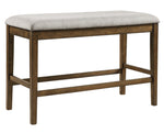 Balin Gray Fabric/Light Oak Wood Counter Height Bench