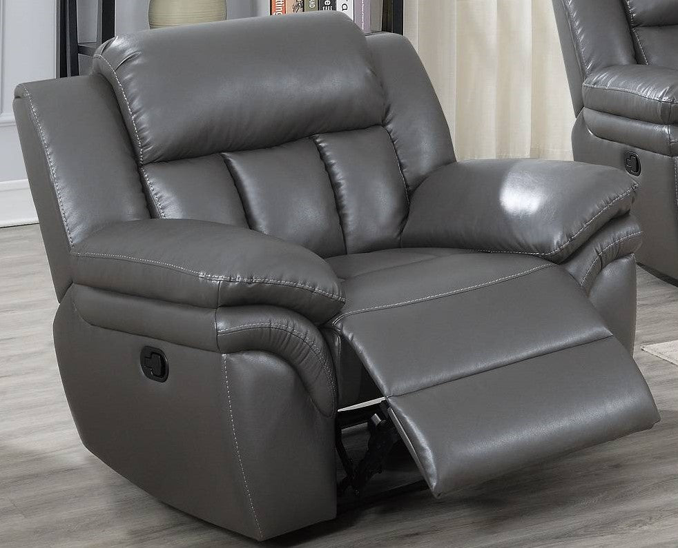 Barbora Grey Gel Leatherette Manual Recliner