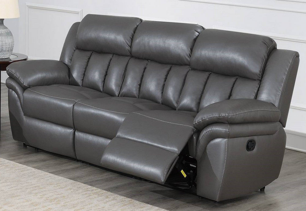 Barbora Grey Gel Leatherette Manual Recliner Sofa