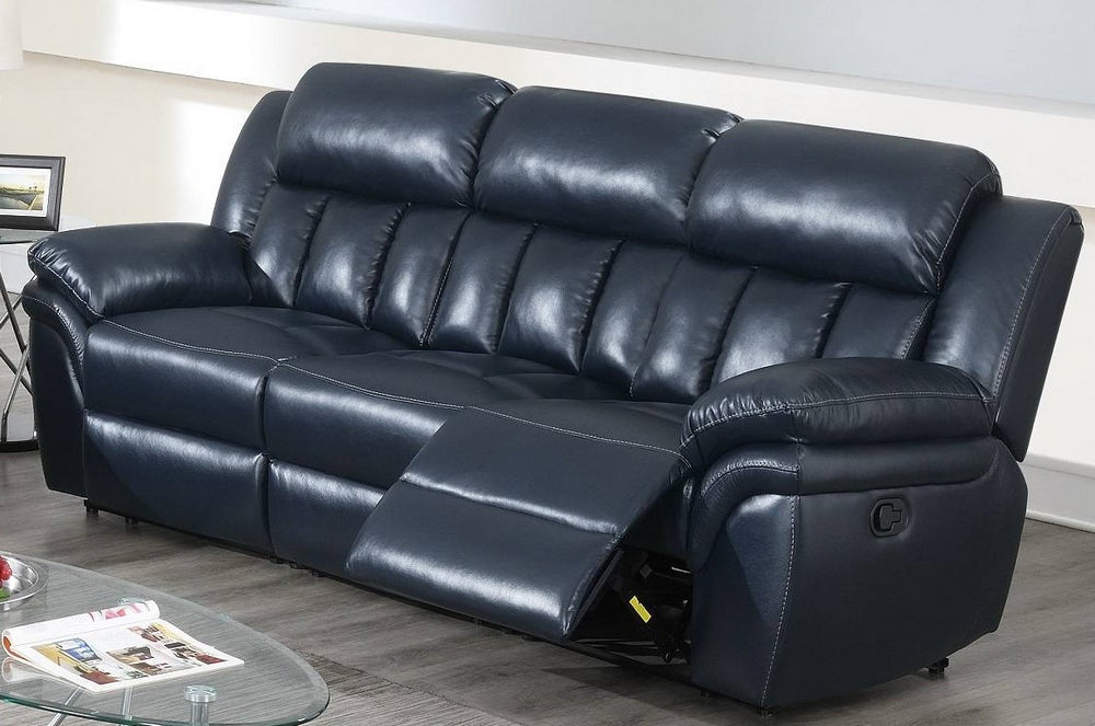 Barbora Navy Blue Gel Leatherette Manual Recliner Sofa