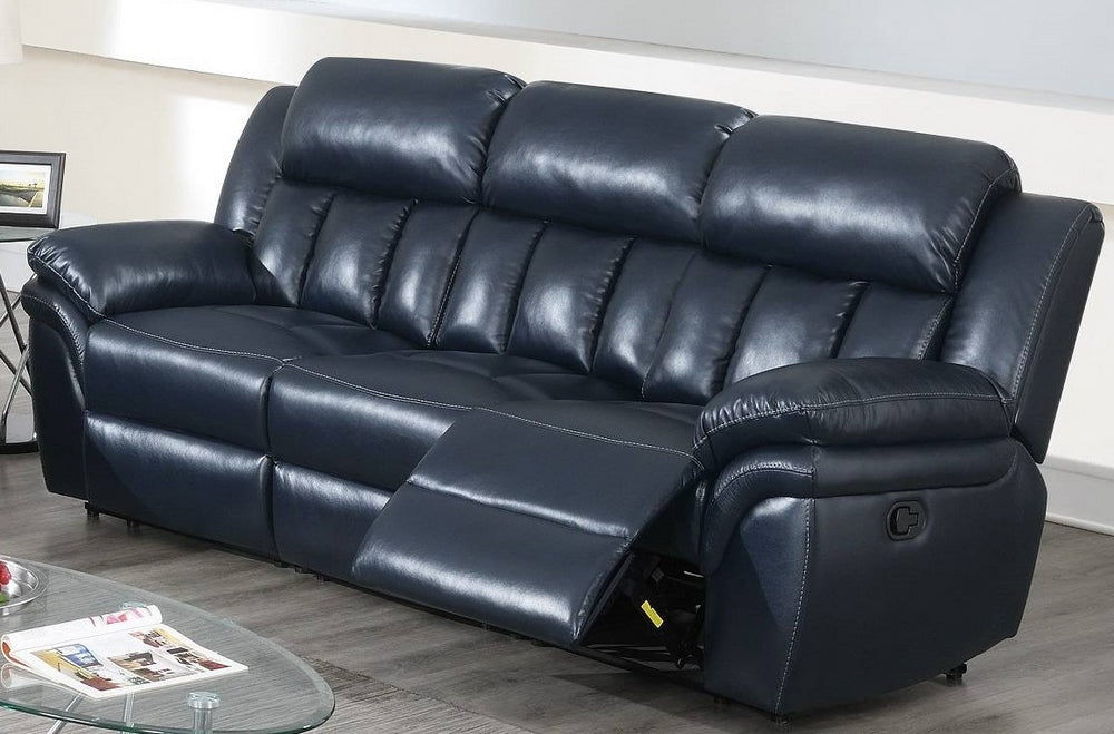 Barbora Navy Blue Gel Leatherette Power Recliner Sofa