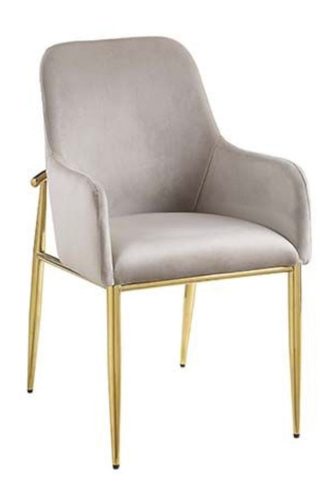 Barnard 2 Gray Velvet/Gold Metal Side Chairs