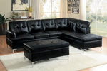 Barrington Black Faux Leather RAF Sectional w/ Ottoman