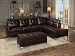 Barrington Brown Faux Leather RAF Sectional w/ Ottoman