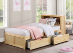 Bartly Natural Pine Finish Wood Twin Bed with Storage