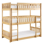 Bartly Natural Pine Finish Wood Twin Triple Bunk Bed