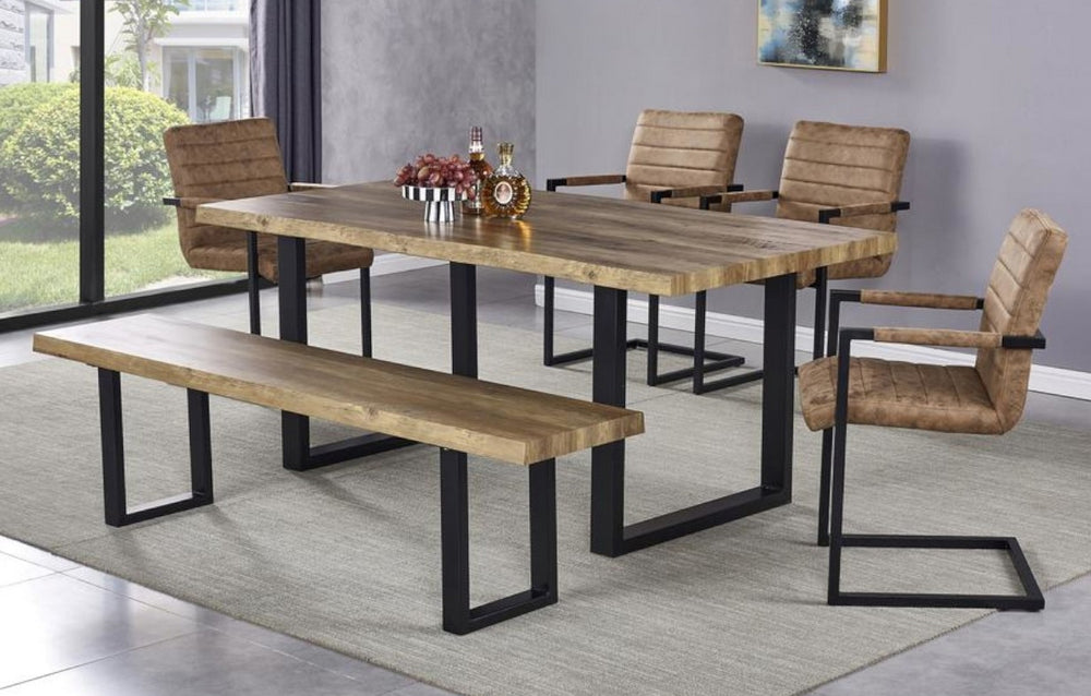 Bazely 6-Pc Natural/Brown Dining Table Set