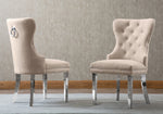 Beata 2 Beige Fabric/Silver Metal Side Chairs