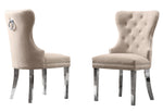 Beata 2 Beige Fabric/Silver Metal Side Chairs