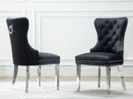 Beata 2 Black Fabric/Silver Metal Side Chairs