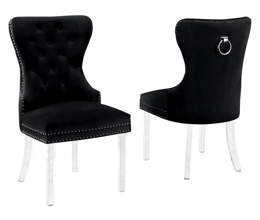 Beata 2 Black Velvet/Clear Acrylic Side Chairs